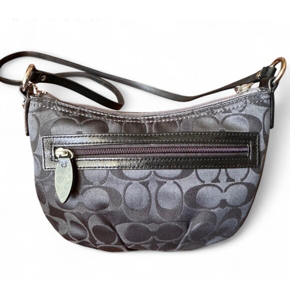 Coach Y2K Signature “C” Crossbody Swingpack Sateen Pleated Black Purse Classic - Picture 3 of 16
